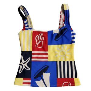 Ann Cole Collection Tankini Swim Top Women's Size 8 Abstract Made in U.S.A.